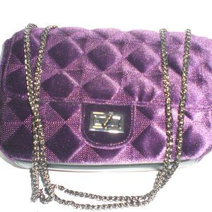 VELVET CROSSBODY QUILTED DIAMOND PATTERN BAG PURSE